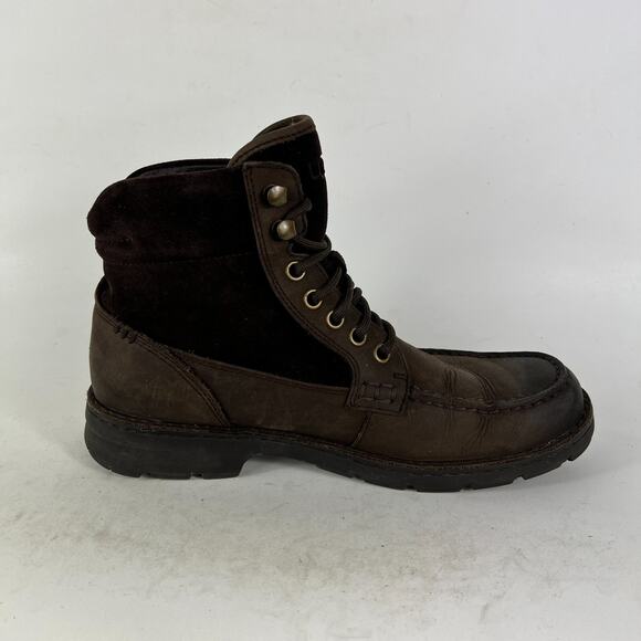 Ugg Barrington Boots mens size 7 brown leather waterproof lace up lined shoes - Picture 3 of 11